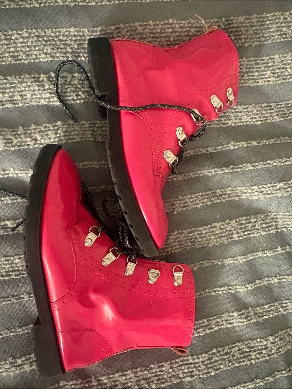 wonder nation Red Lace-Up Combat Boots